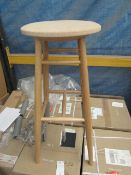 | 1X | DRIFTED BAR STOOL BY LARS BELLER FJETLAND, CORK SEAT AND WOODEN LEGS | UNCHECKED (NO