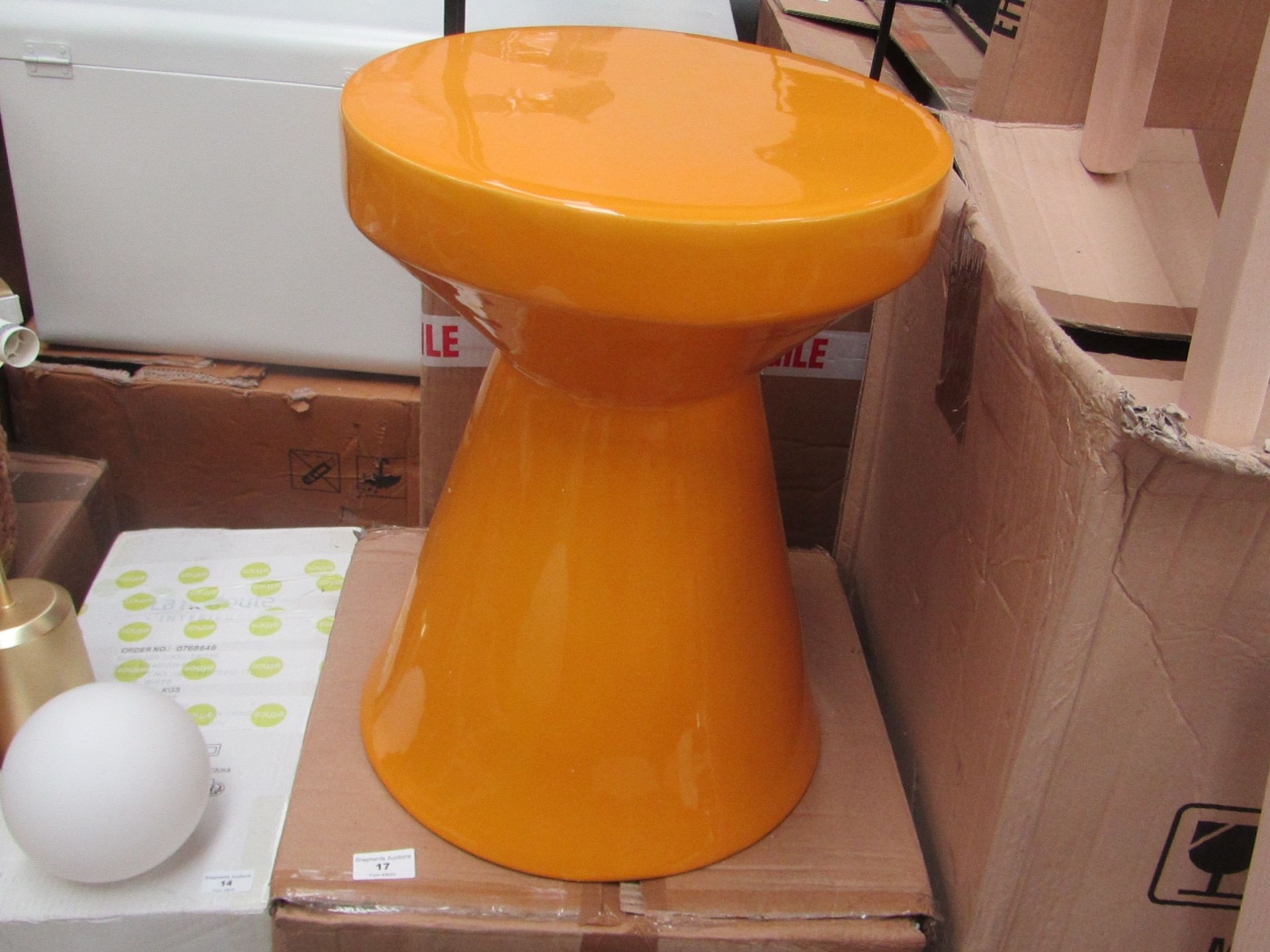 | 1X | LA REDOUTE MUSTARD MATMAT COLOURED CERAMIC SIDE TABLE | LOOKS UNUSED BUT MAY HAVE