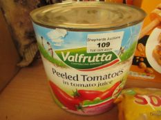 1500g Valfrutta peeled tomatoes in tomato juice. BB 31/12/2022.
