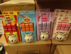 16 x Swizzles Wax Melt Burners with melts. 4 x Drumstick Squashies, 4 x Rainbow Drops, 4 x Parma