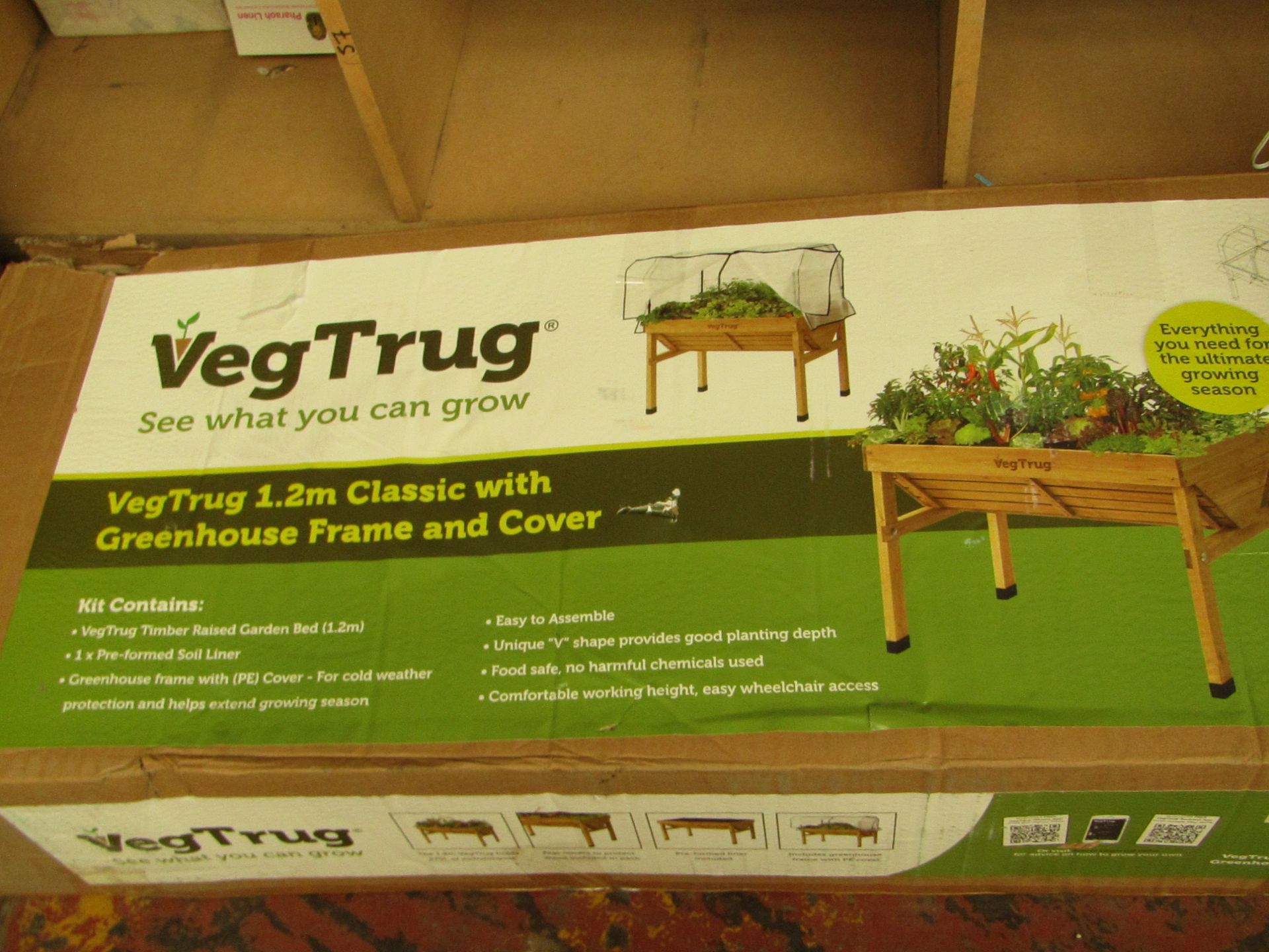 Veg Trug 1.2m Classic with Greenhouse Frame & Cover. RRP £159.99  Robert Dyas  Looks Unused &