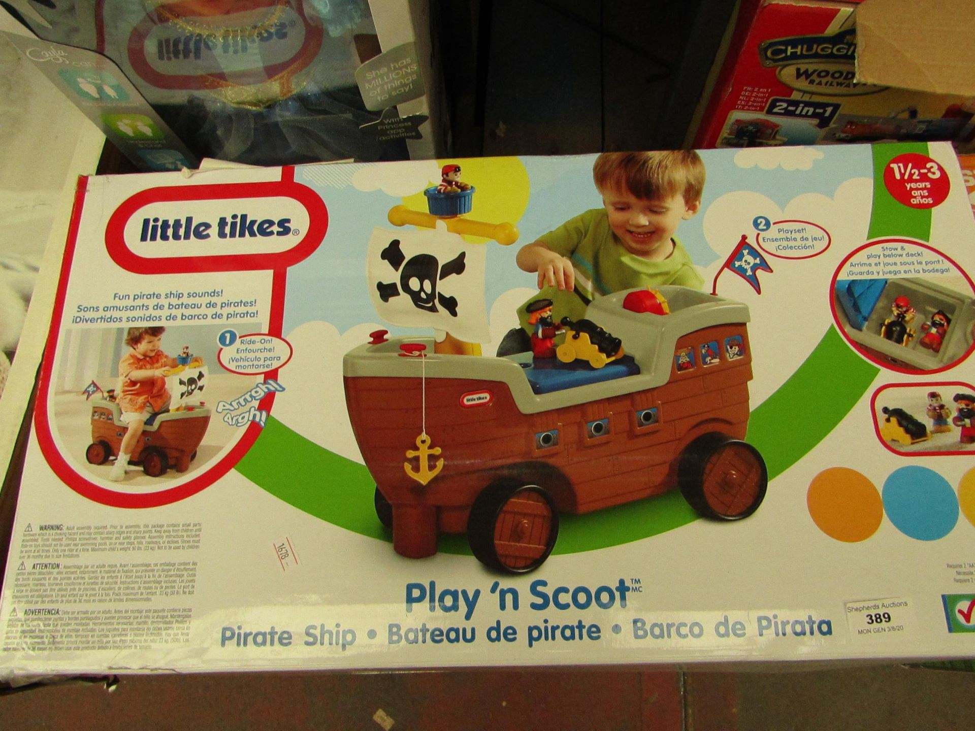 Little tikes Play n Scoot Pirate Ship. Boxed but unchecked