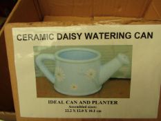 Ceramic Daisy Watering Can. Boxed