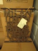 Box of 24 Cities Wooden Wall plaques. Unused & Boxed