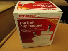 2 Boxes of 4 Pcks of 50 Office Depot Portrait Name Badges. Unused & Boxed