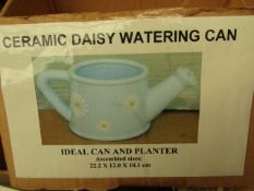 Ceramic Daisy Watering Can. Boxed