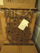 Box of 24 Cities Wooden Wall plaques. Unused & Boxed