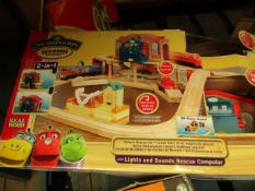 Chuggington Wooden railway Set. Box is slightly Damaged. Unchecked