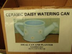 Ceramic Daisy Watering Can. Boxed