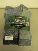 6 x  Pairs of Kirkland Merino Outdoor Trail Socks. Size 10-13. New with tag