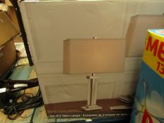 Set of 2 Kate Crystal Chrome Glass & Natural Table lamps. RRP £79.99 boxed.