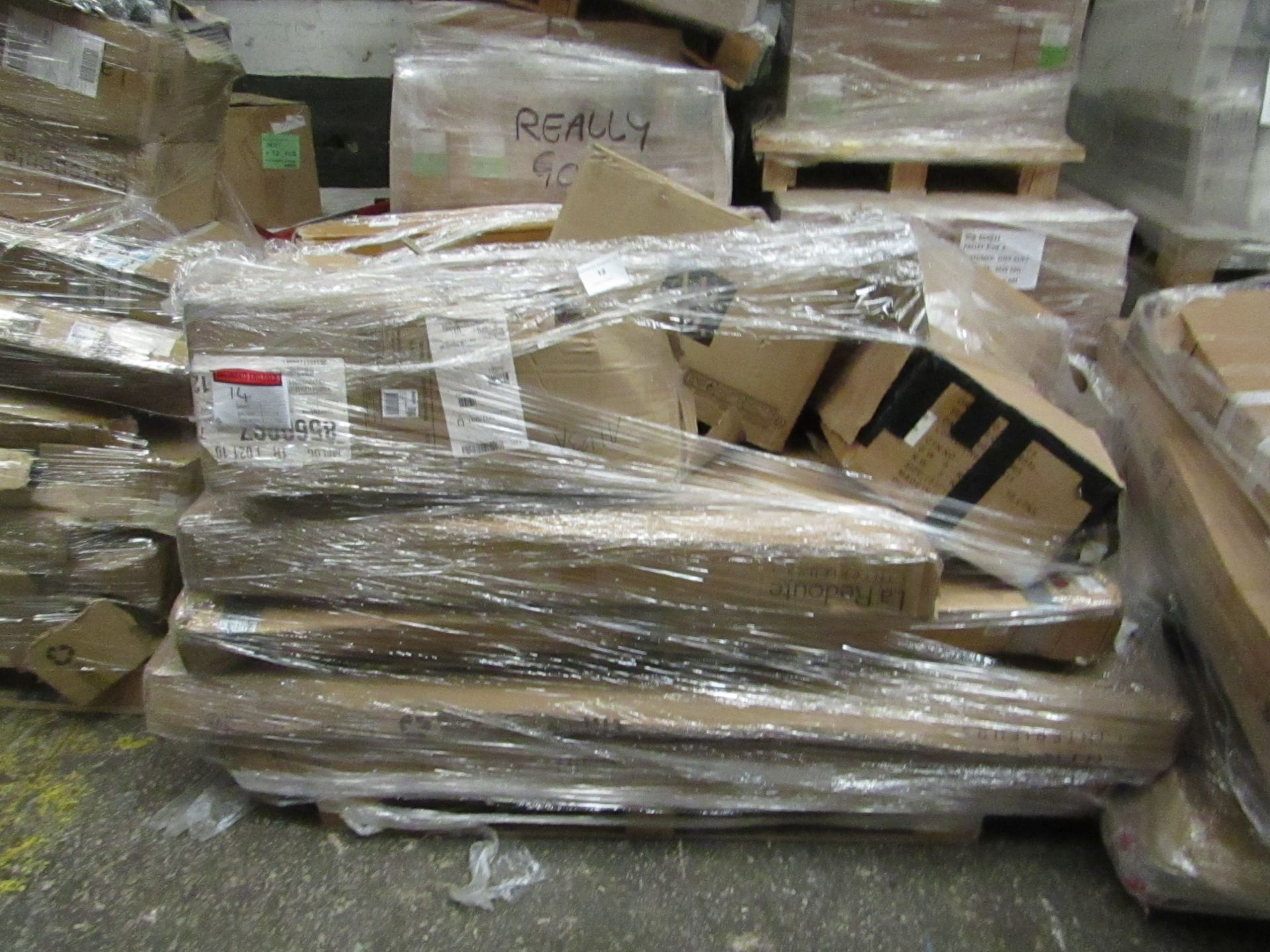 Pallet of Unmanifested Customer returns furniture from La Redoute, these items may range in