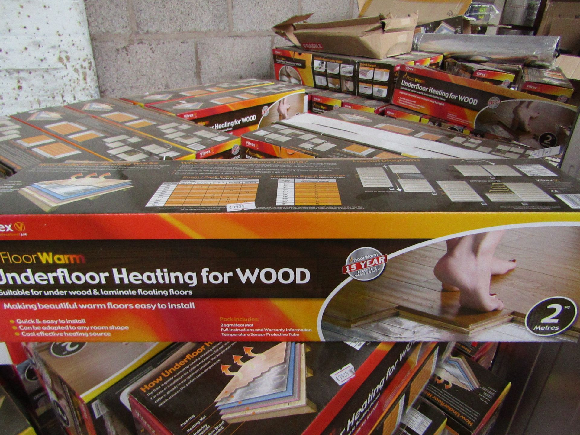 3 X Vitrex Floor Warm 2m2 underfloor heating for wood, new and boxed.