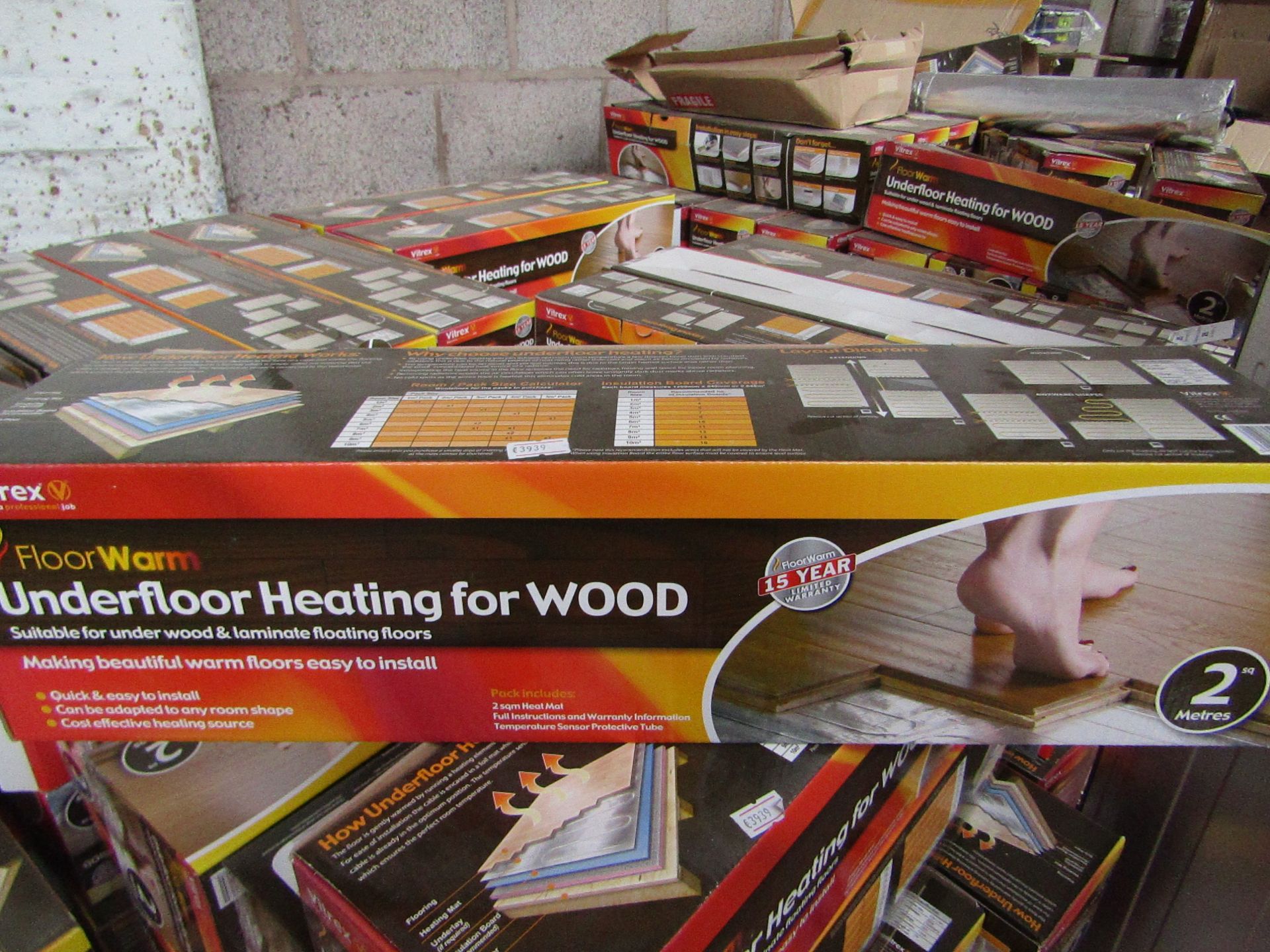 3 X Vitrex Floor Warm 2m2 underfloor heating for wood, new and boxed.