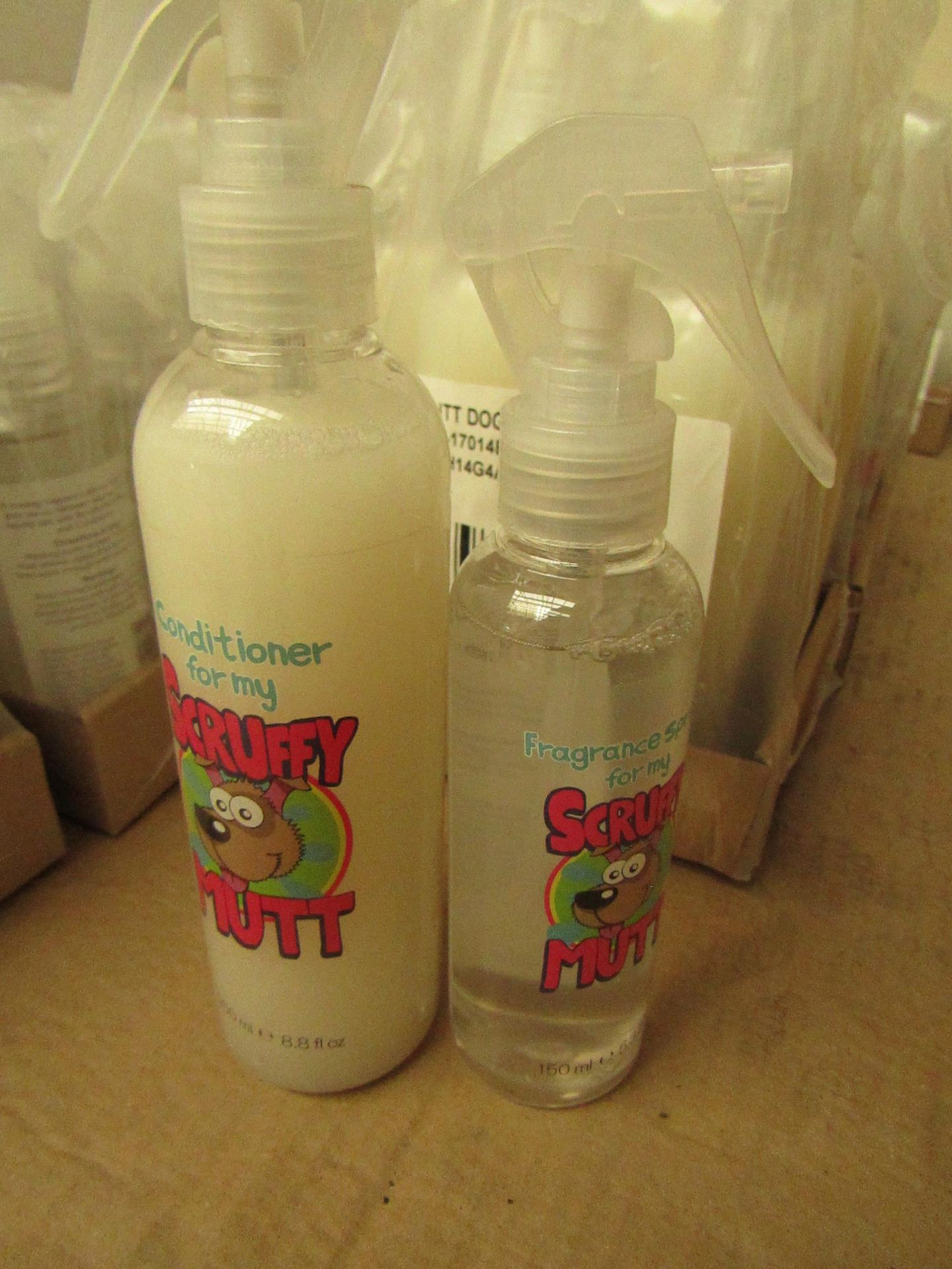 2 Lots 1 Being 6 x 250ml Scruffy Mutt Conditioner & 6 x 150ml Dog Spritz. All unused