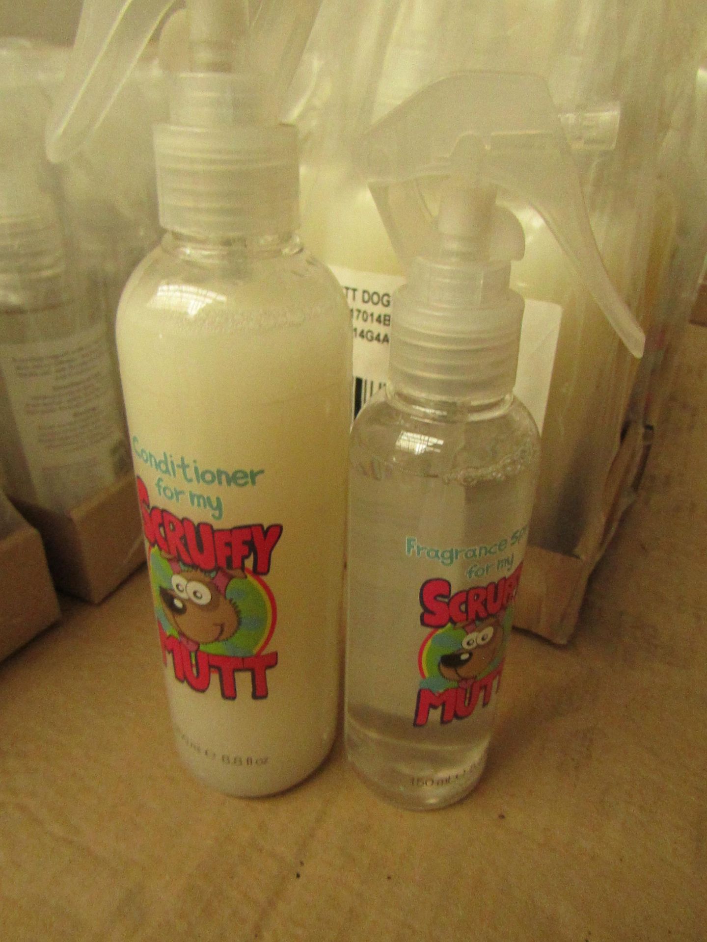 2 Lots 1 Being 6 x 250ml Scruffy Mutt Conditioner & 6 x 150ml Dog Spritz. All unused