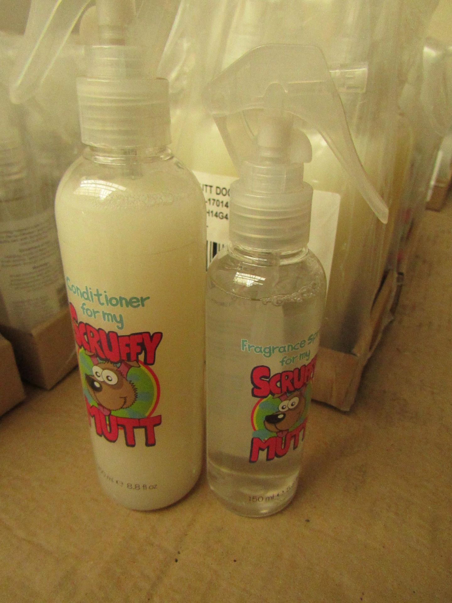 2 Lots 1 Being 6 x 250ml Scruffy Mutt Conditioner & 6 x 150ml Dog Spritz. All unused