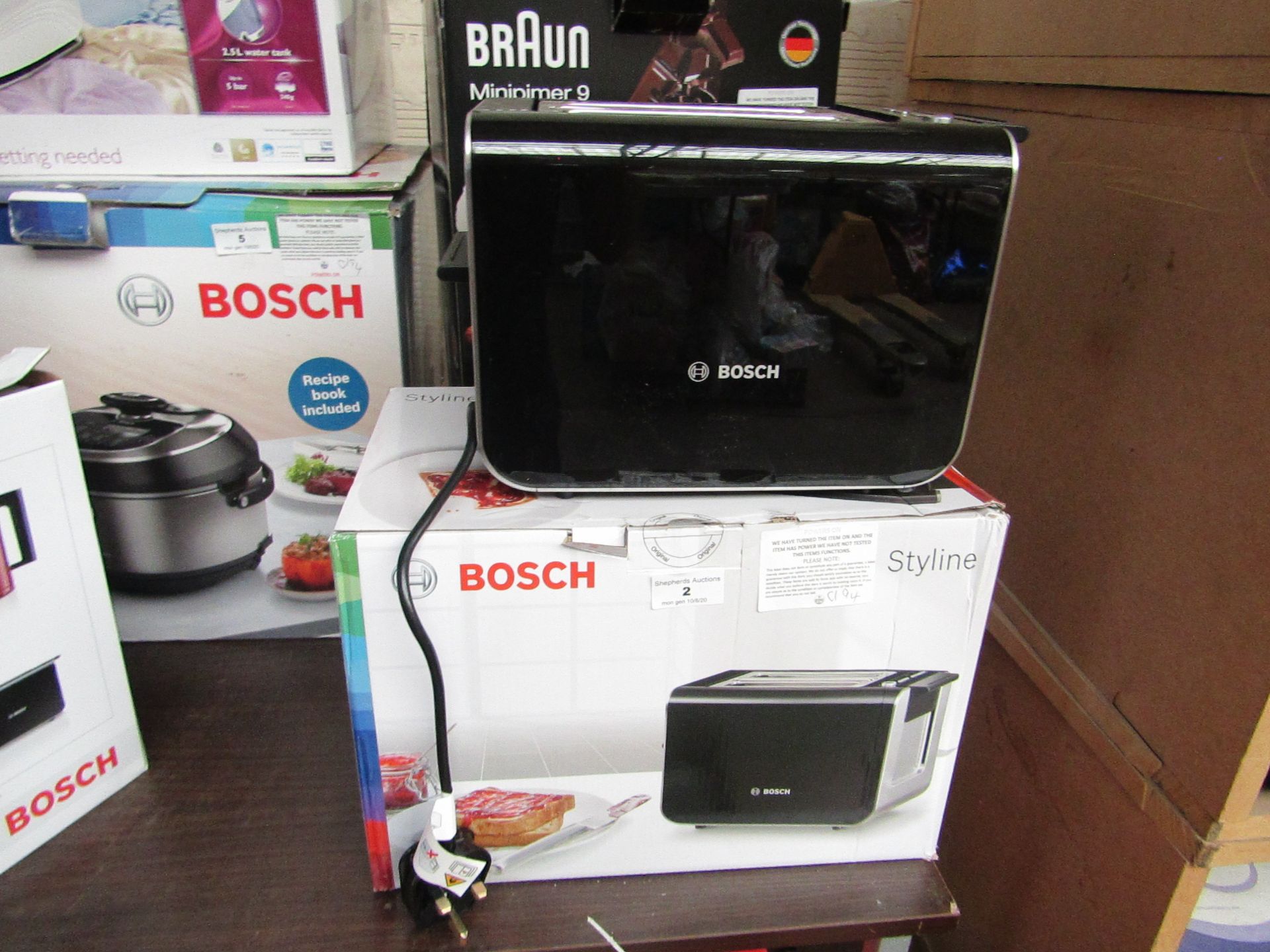 Bosch - Styline 2 Slot Black Toaster - Item Powers On. RRP CIRCA £59.99.