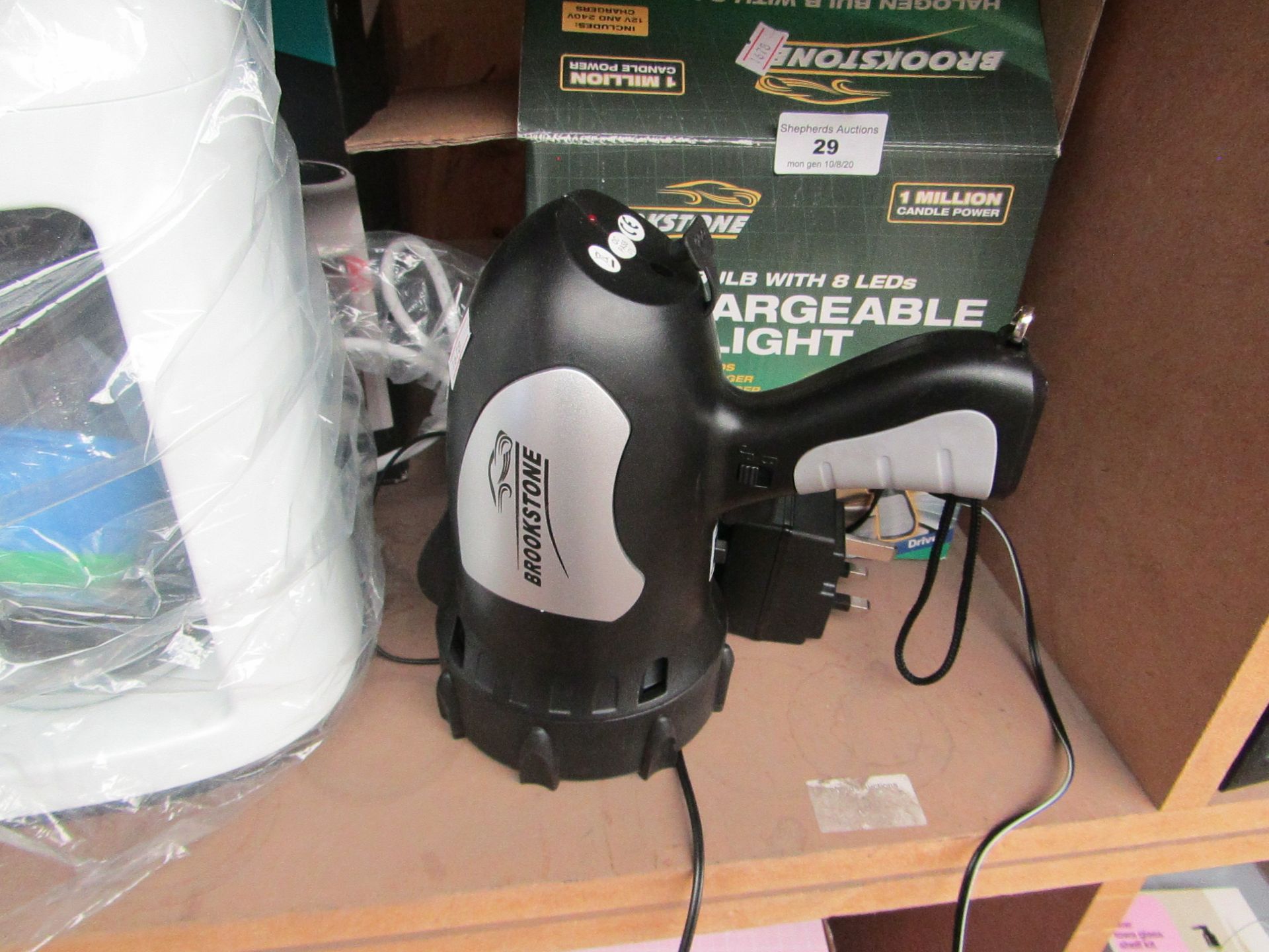 Brookstone - Rechargeable Spotlight with Halogen Bulb & 8 LEDs - Item Has No Power & Boxed.