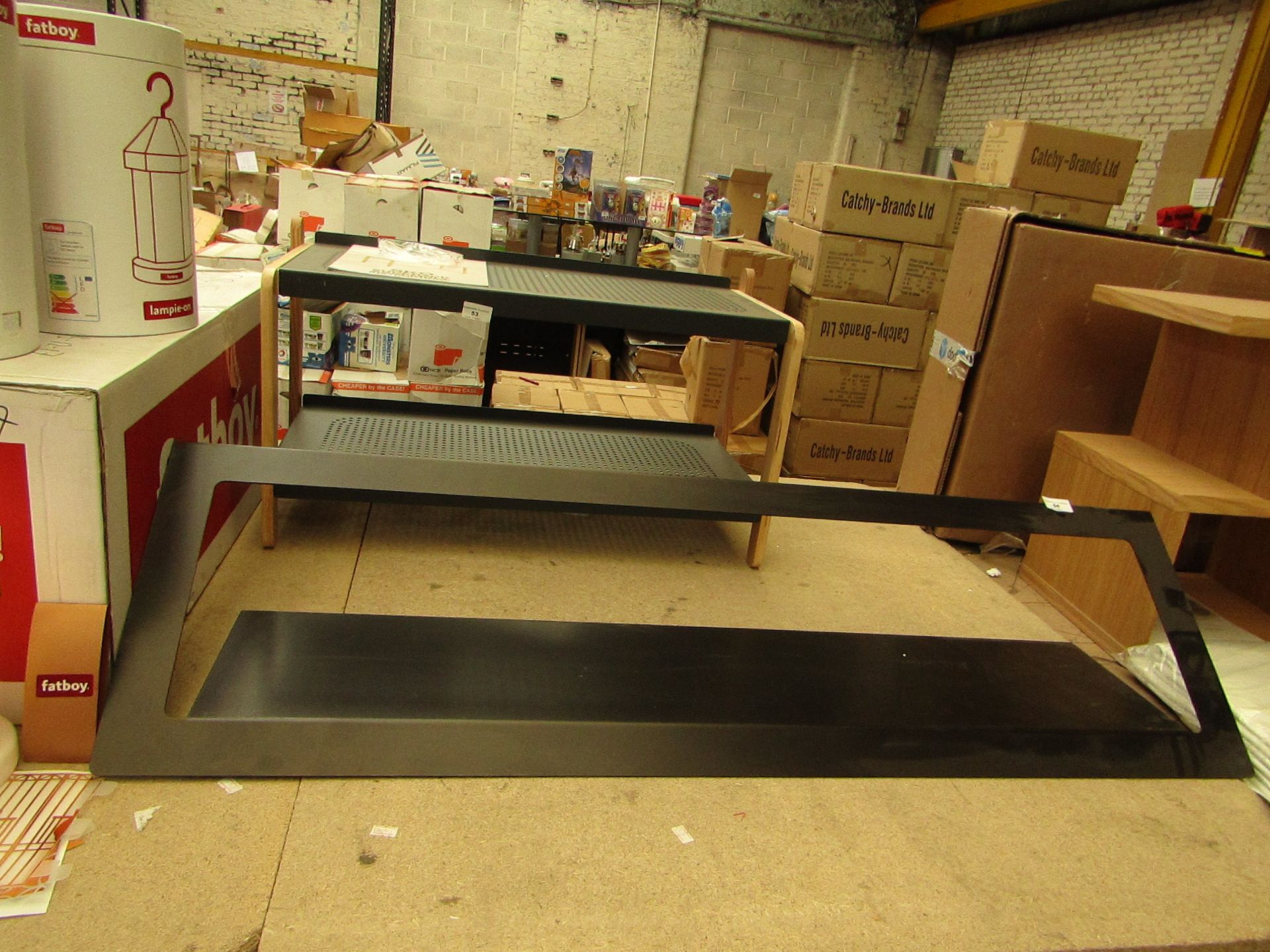 | 1X | NOTO 120CM BLACK METAL AIR SHELF | LOOKS UNUSED AND BOXED | RRP £335 | SEE LINK https://www.