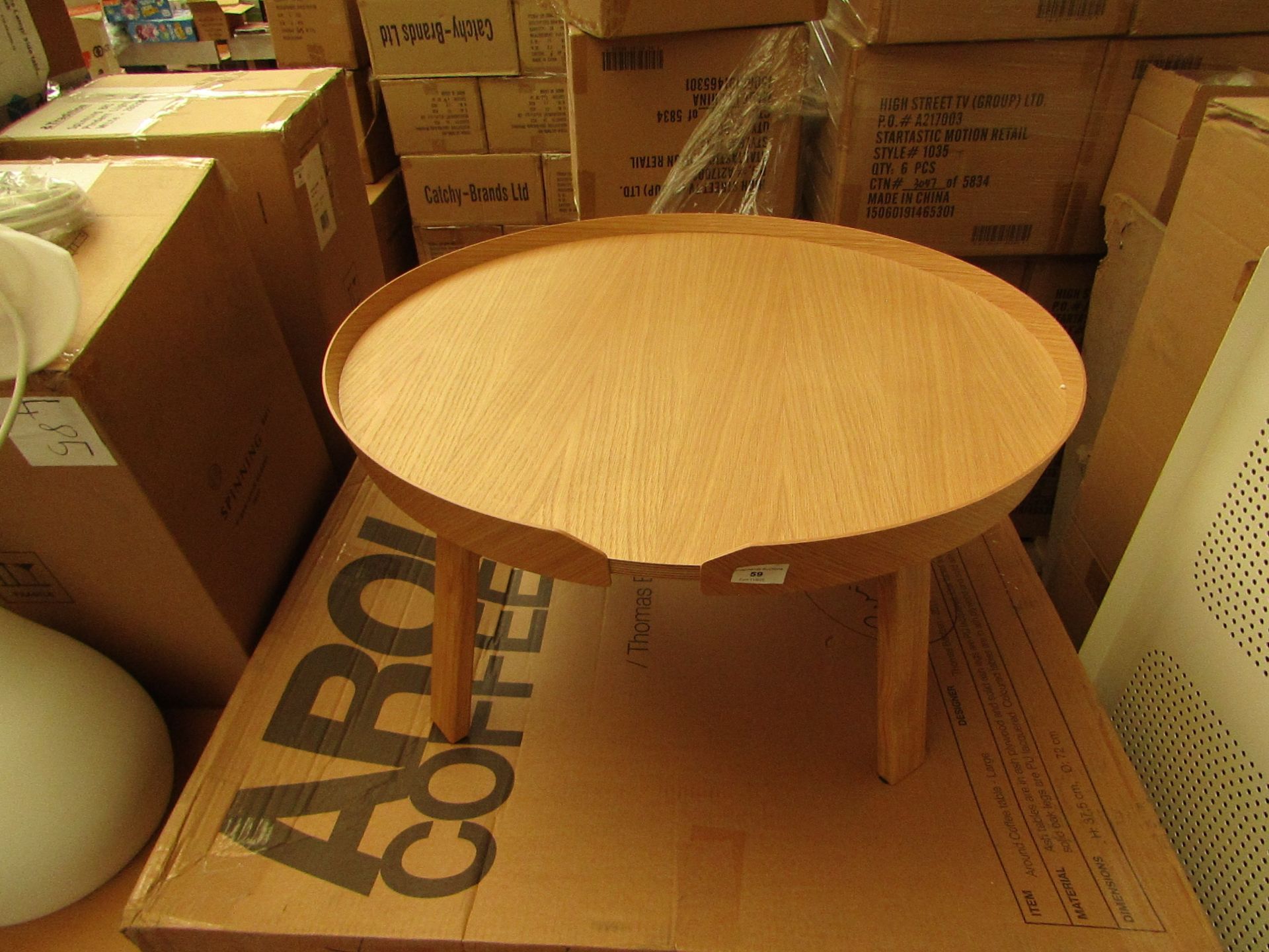 | 1X | MUUTO LARGE ROUND OAK COFFEE TABLE | LOOKS UNUSED (NO GUARANTEE), BOXED | RRP £623.00 |