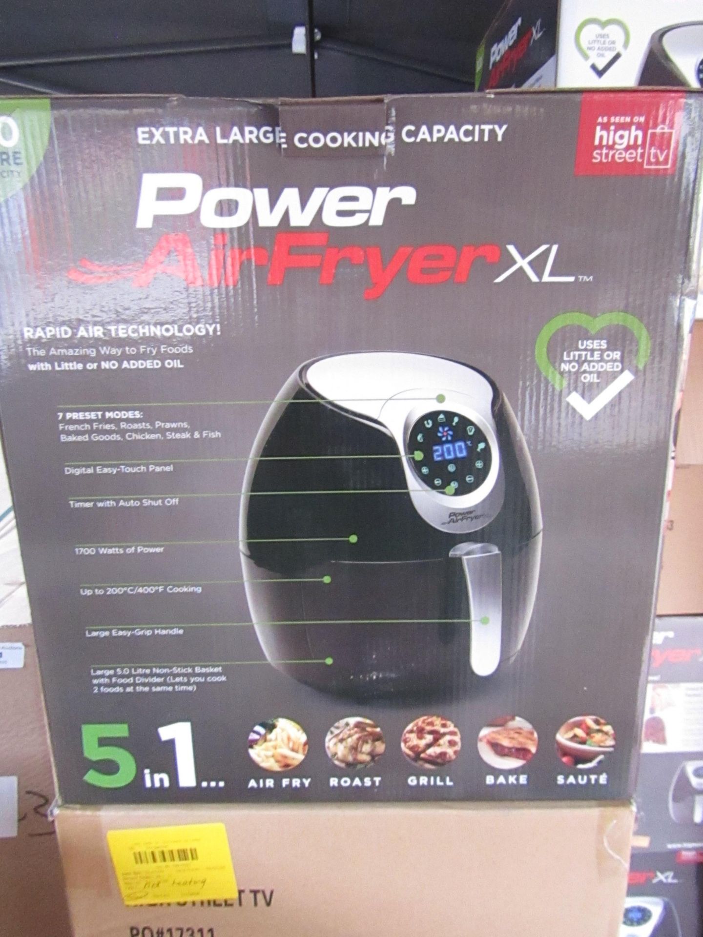 | 5X | POWER AIR FRYER XL 5 L | UNCHECKED AND BOXED | NO ONLINE RE-SALE | SKU - | RRP £99.99 | TOTAL