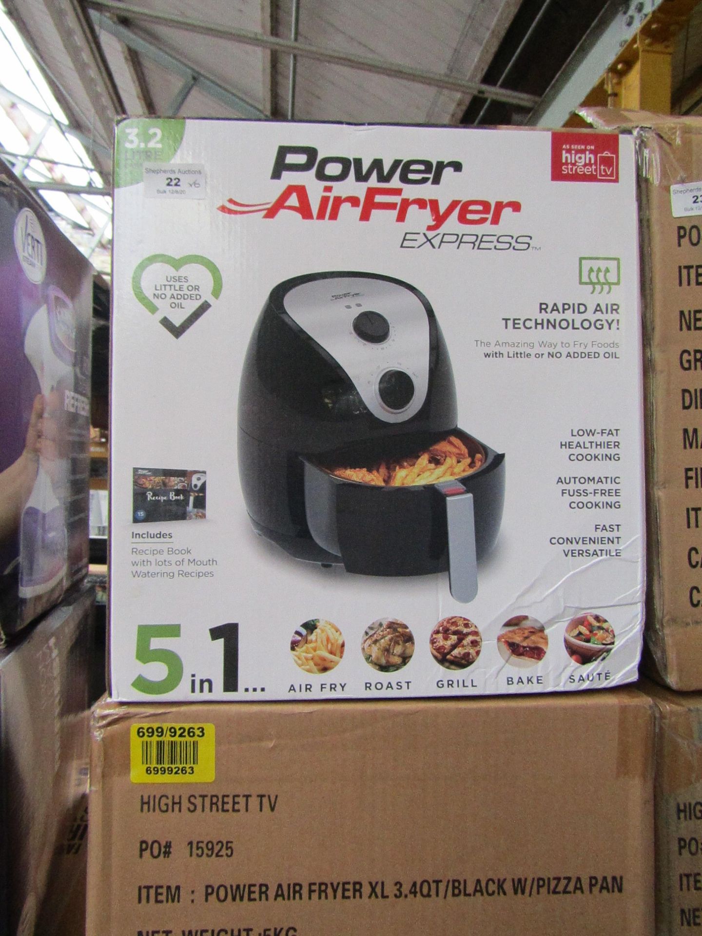 | 6X | POWER AIR FRYER XL 5 IN 1 3.2L | UNCHECKED AND BOXED | NO ONLINE RE-SALE | SKU - | RRP £69.99