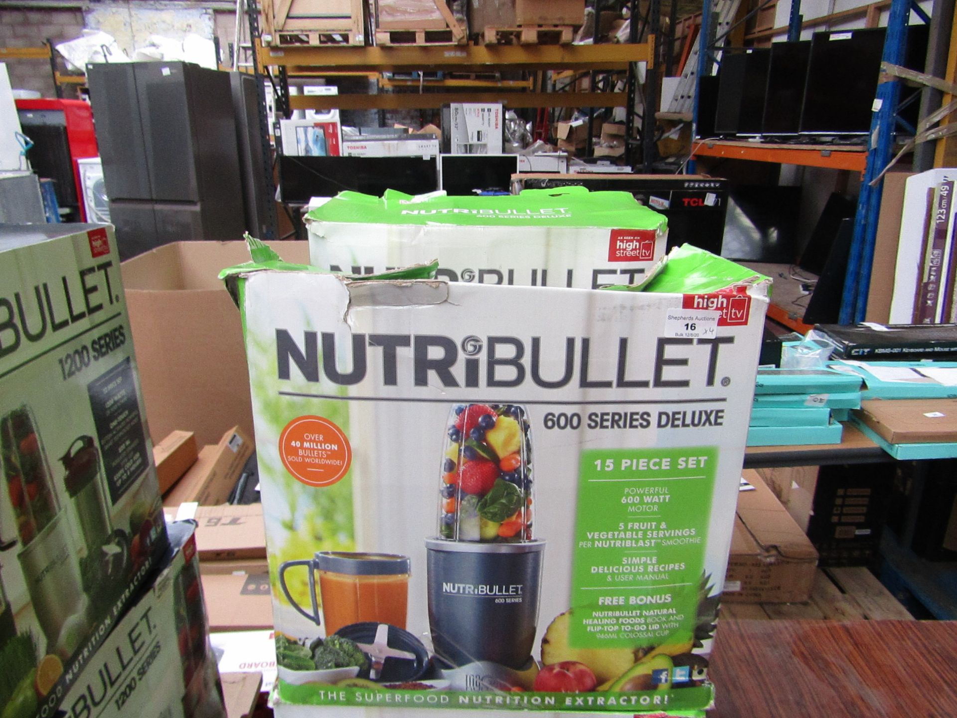 | 4X | NUTRI BULLET 600 SERIES DELUXE | UNTESTED AND BOXED | NO ONLINE RESALE | RRP £59.99 | TOTAL