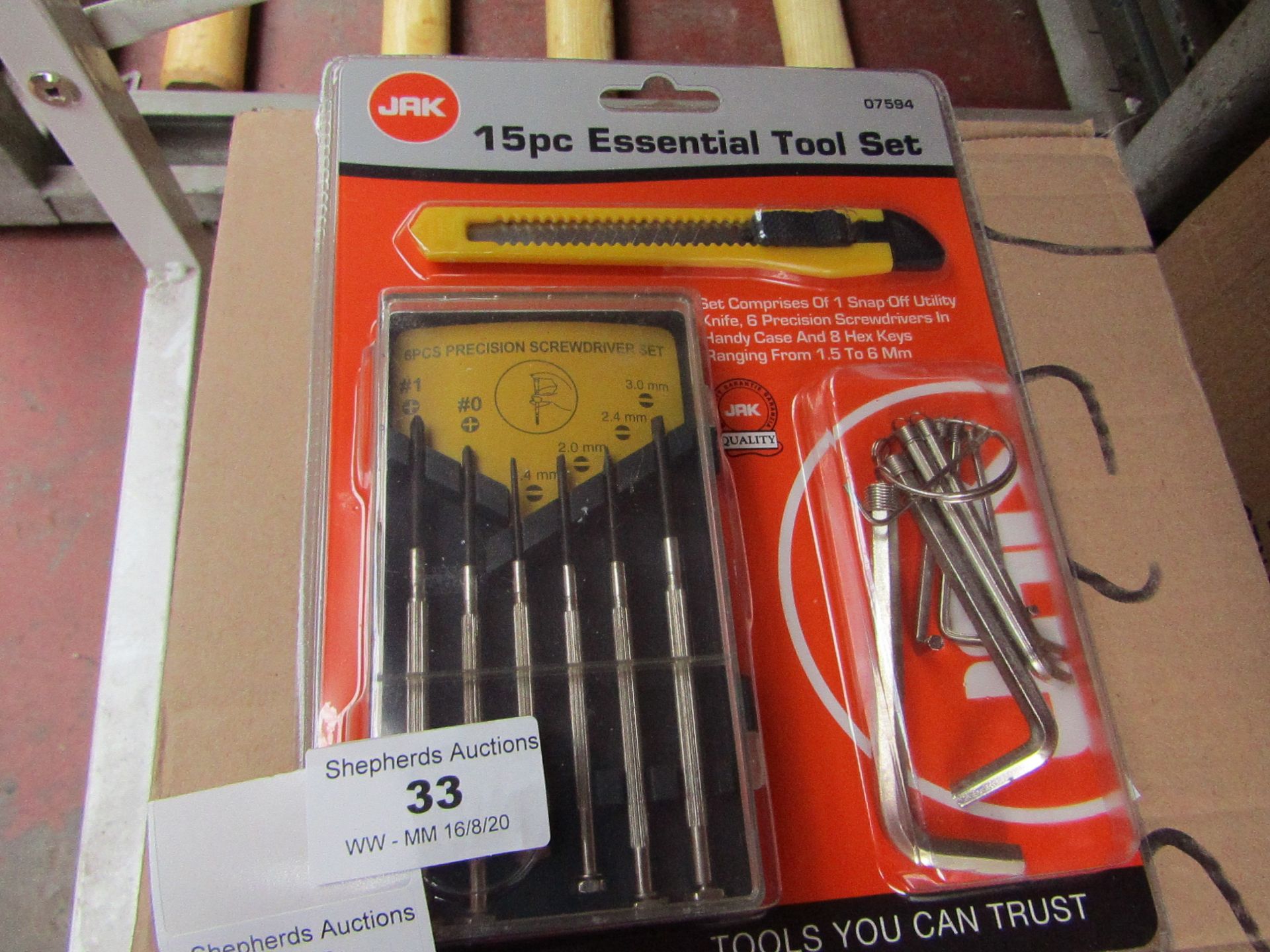 JAK - 15PC Essential Tool Set - New & Packaged.