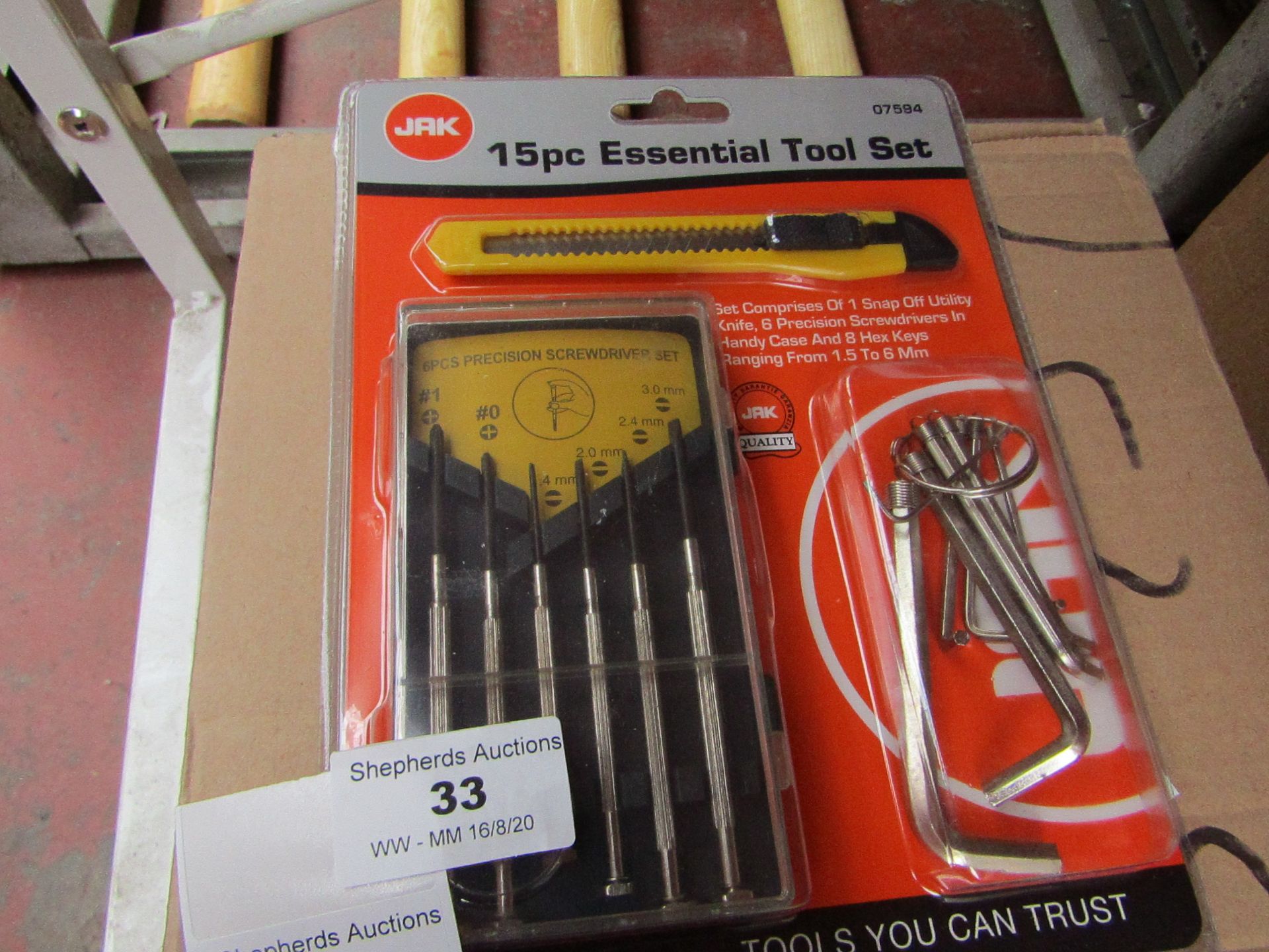 JAK - 15PC Essential Tool Set - New & Packaged.