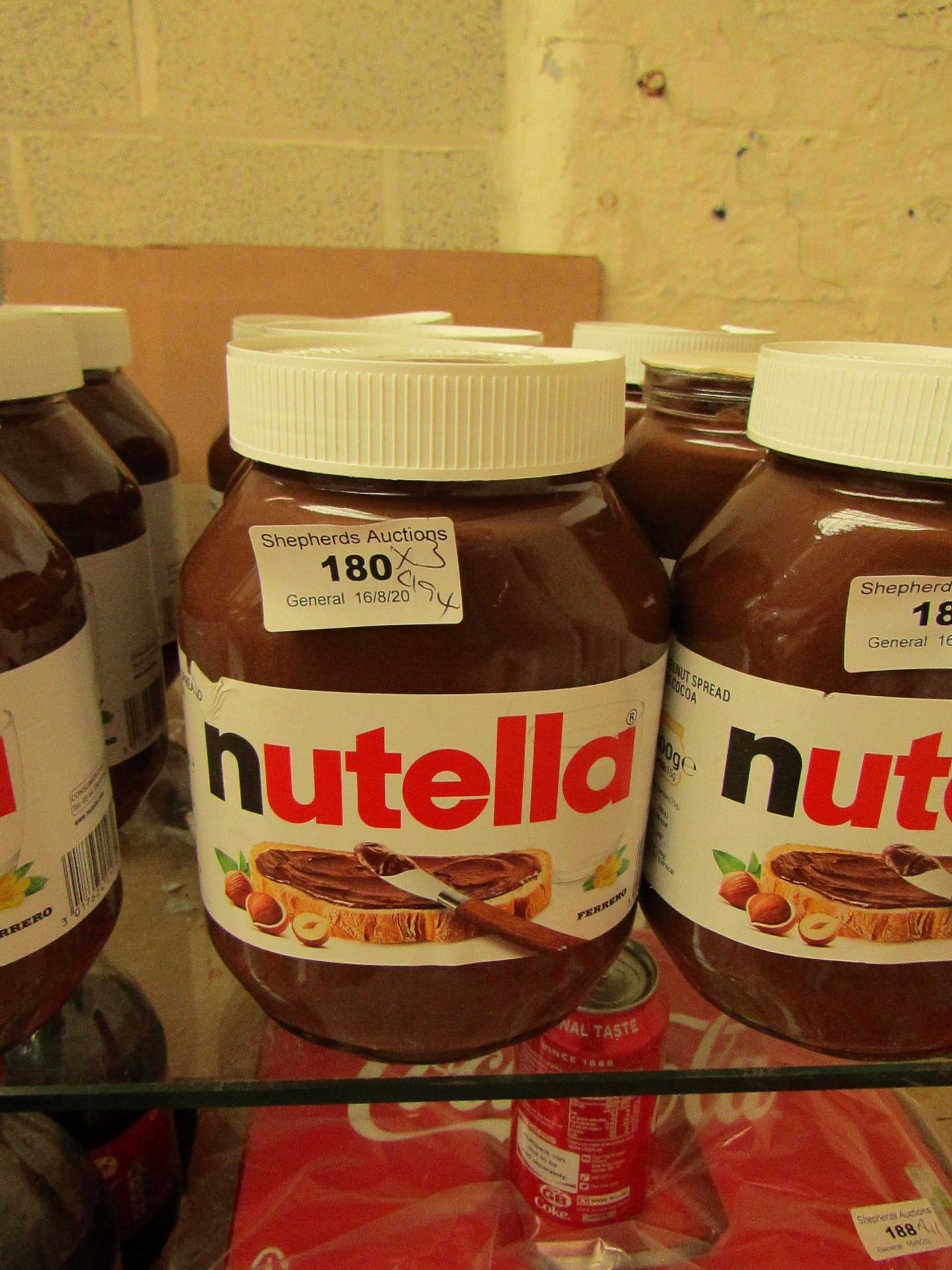 3x Nutella - Hazelnut Spread with Cocoa (1000G) - BB 11/05/21 - Note Lids are Damaged But Still