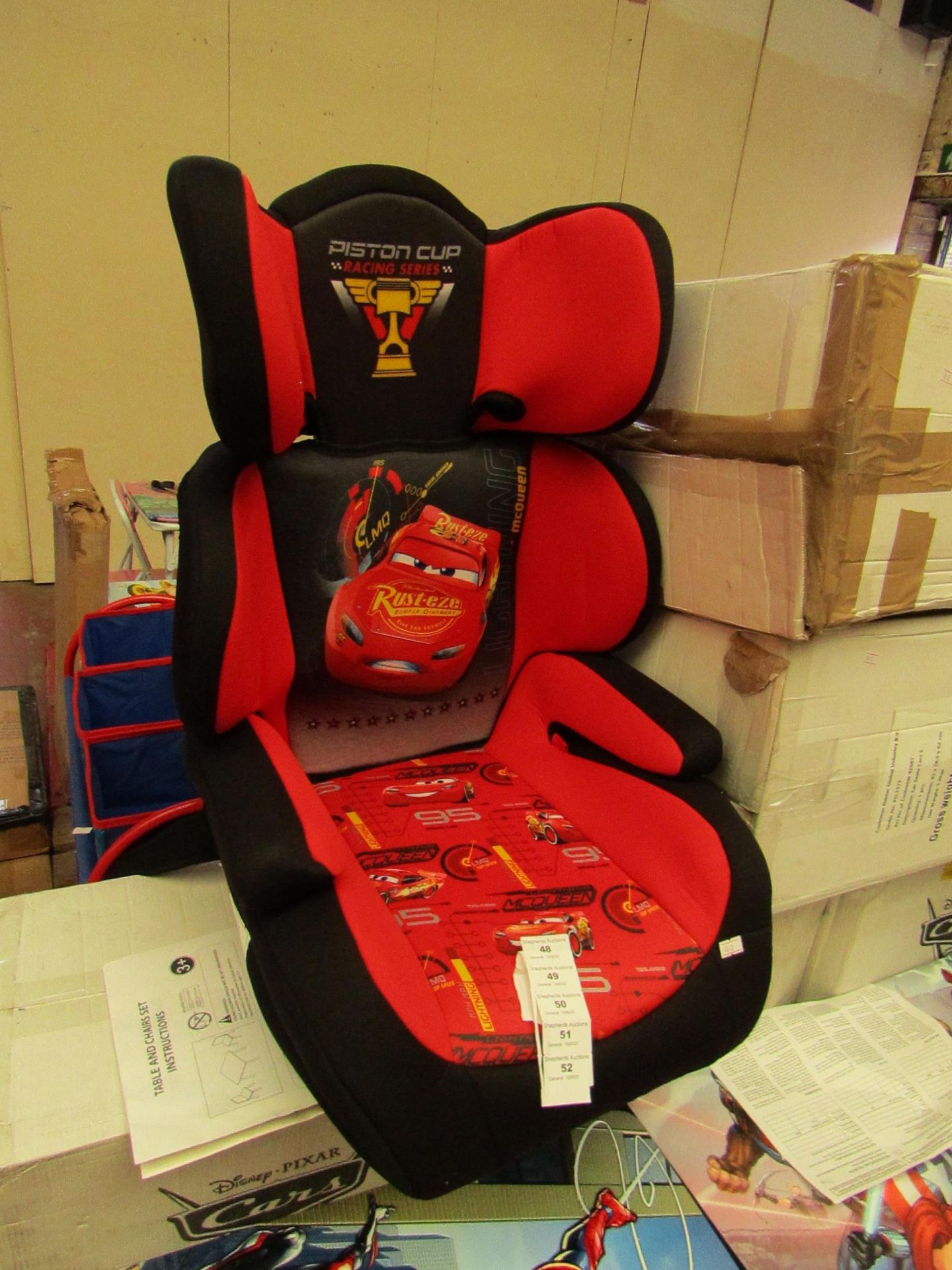 Disney - Cars 3 - Car Seat (43 x 28.5 x 62cm) - All Unchecked But look New & Boxed.