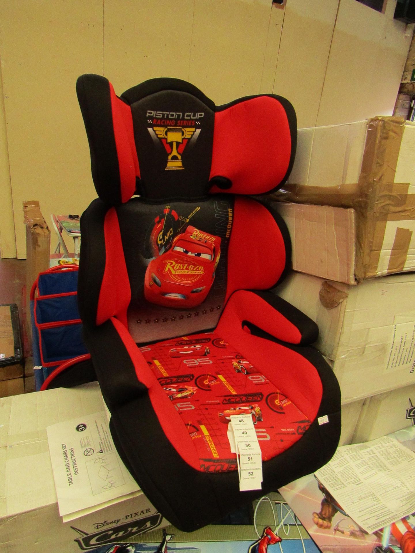 Disney - Cars 3 - Car Seat (43 x 28.5 x 62cm) - All Unchecked But look New & Boxed.