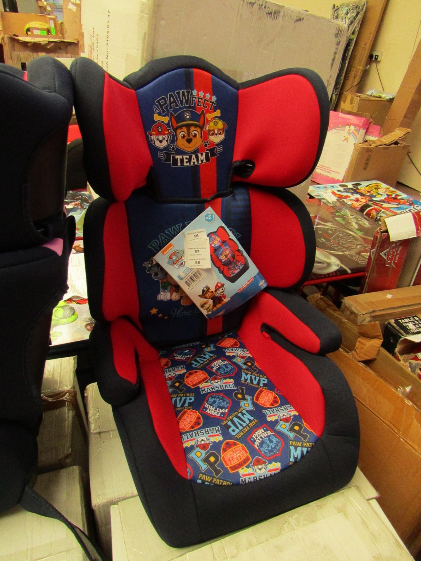 Nickelodeon - Paw Patrol (Boys) - Car Seat (43 x 28.5 x 62cm) - All Unchecked but look New & Boxed.