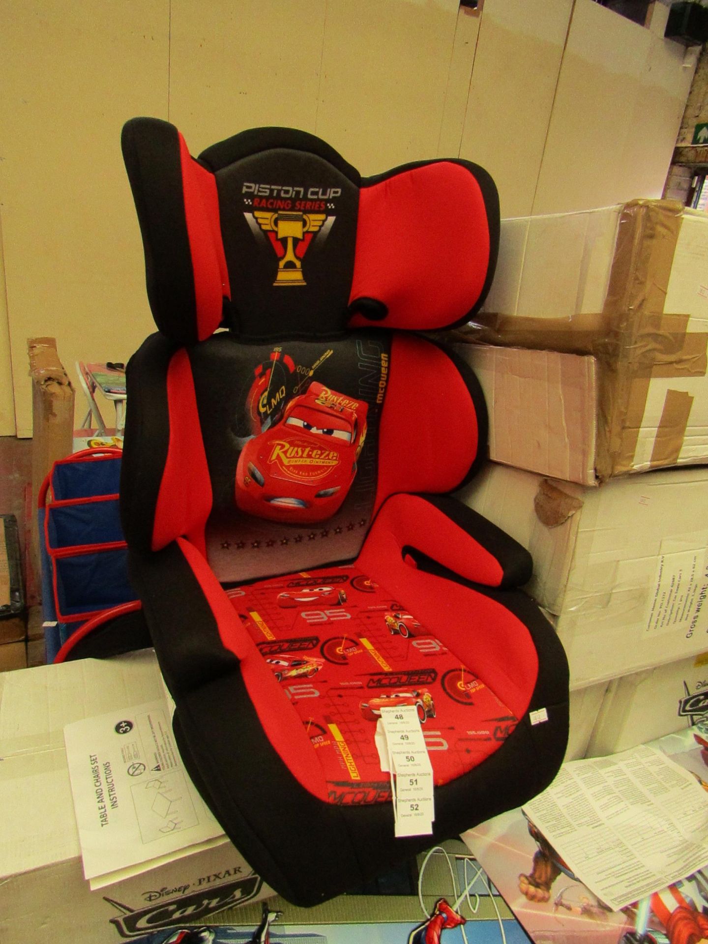 Disney - Cars 3 - Car Seat (43 x 28.5 x 62cm) - All Unchecked But look New & Boxed.