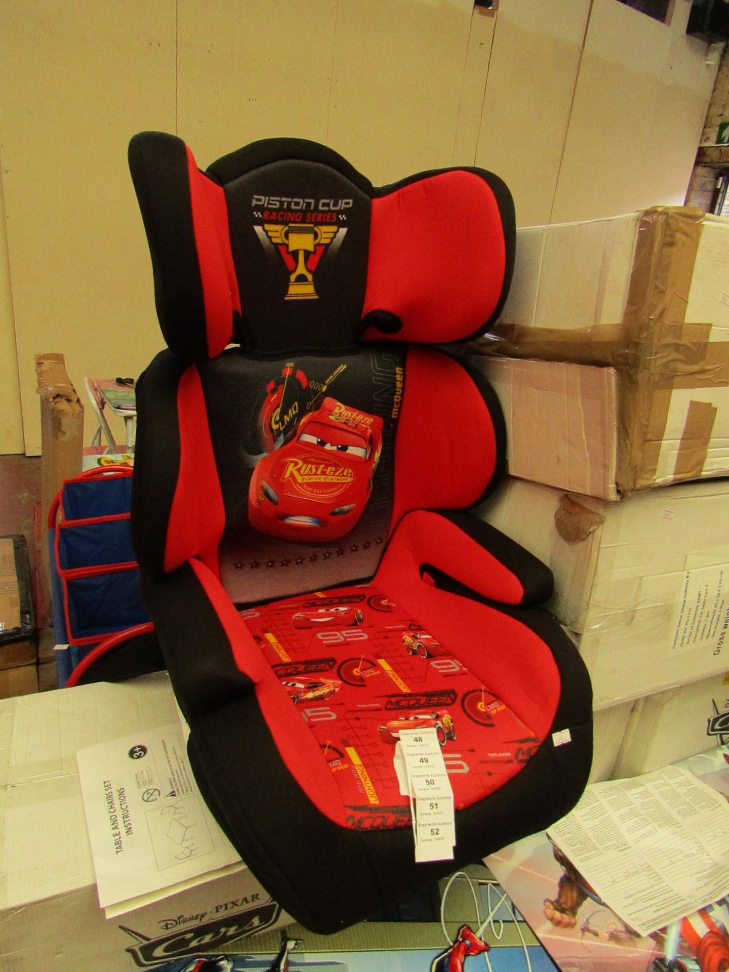 Disney - Cars 3 - Car Seat (43 x 28.5 x 62cm) - All Unchecked But look New & Boxed.