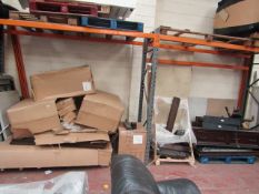 2x Pallet containing various parts to Bayside dining tables and Beds, all with damage but someone