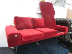 | 1X | SWOON RED VELVET STYLE SOFA WITH CHAISE, THE FOOT STOOL FOR THE CHAISE IS MISSING AND ONE