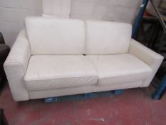 Costco Cream leather Sofa bed, needs a good clean
