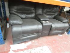 2 Seater Cinema sofa with built in cup holders, no power cable to check.