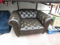 Leather Chesterfield Style button back armchair, in good condition, has a few marks here and there