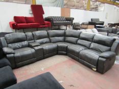 Polaski Large Leather 3 section electric reclining corner sofa with cup holder arm rest piece,