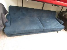 | 1X | SWOON BLUE VELVET STYLE SOFA , SMALL RIP IN THE MATERIAL ON THE BACK AND MISSING LEGS,