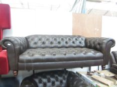 Leather Chesterfield Style button back 2 seater sofa, in good condition, has a few marks here and
