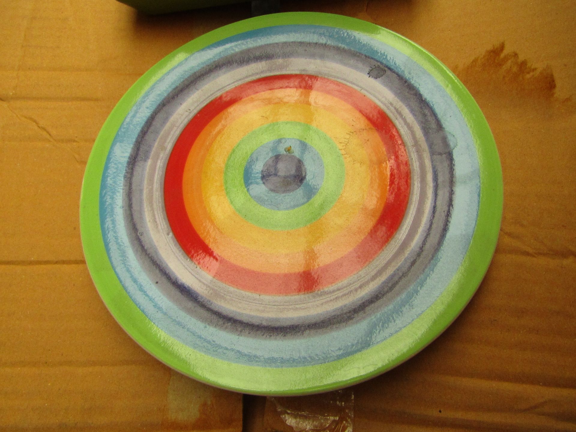 8 x Small rainbow Design Plates. Unused