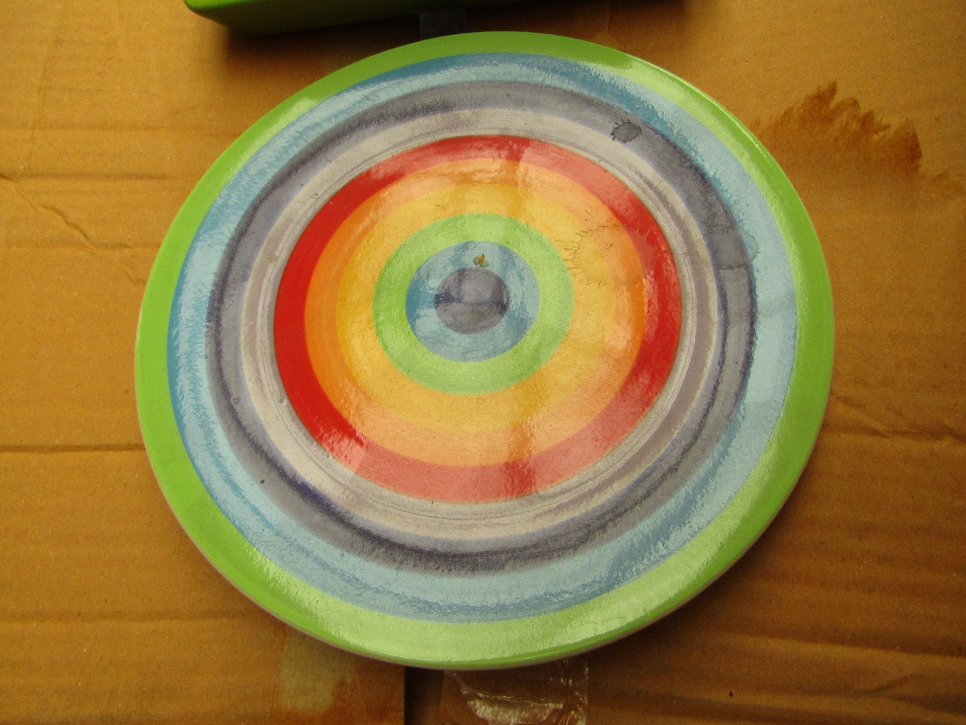 8 x Small rainbow Design Plates. Unused