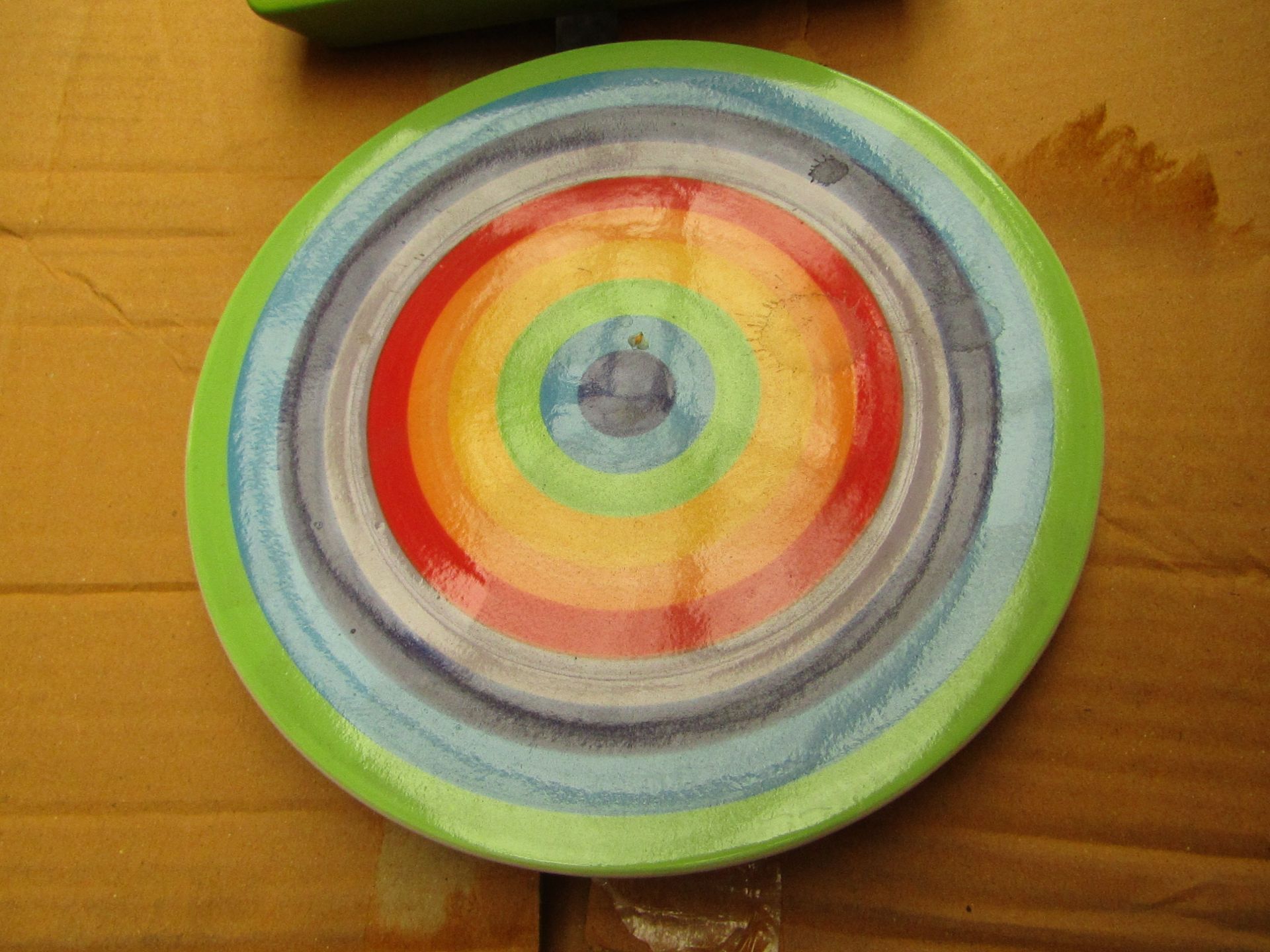 8 x Small rainbow Design Plates. Unused