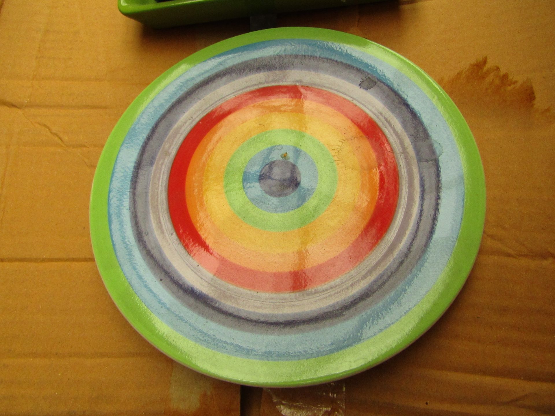 8 x Small rainbow Design Plates. Unused
