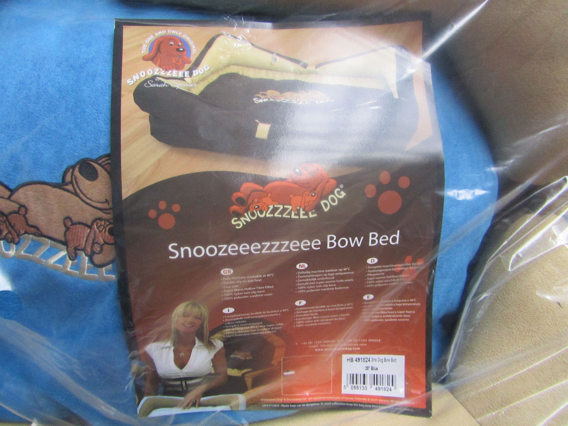5x Snoozzzeee Dog - Blue Bow Dog Bed (28") - All New & Packaged.