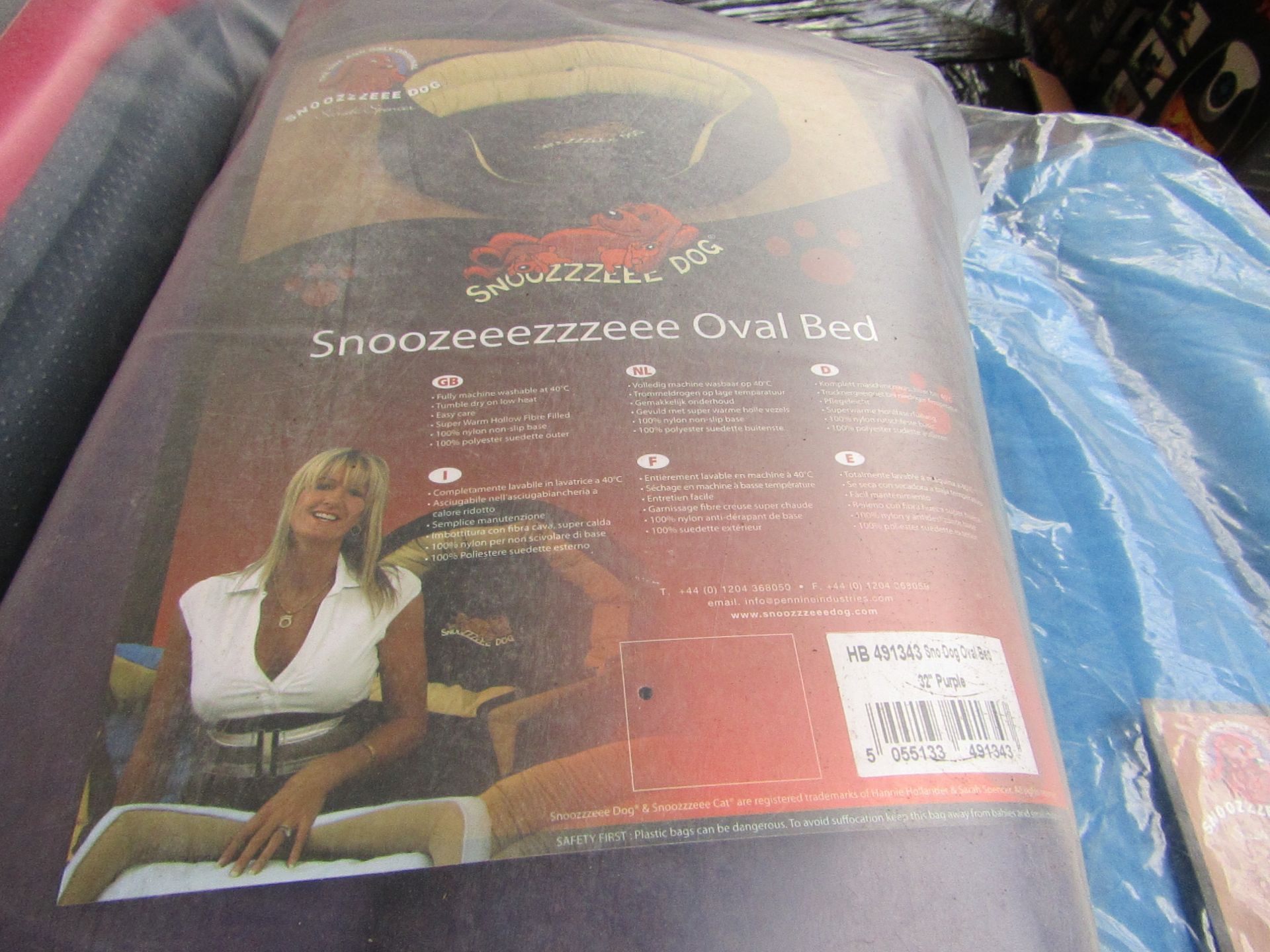 2x Snoozzzee Dog - Oval Purple Dog Bed (32") - All New & Packaged.